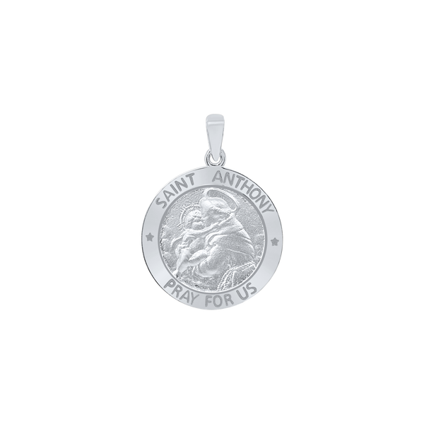 Sterling Silver Round Saint Anthony Medallion (5/8 inch - 1 inch)