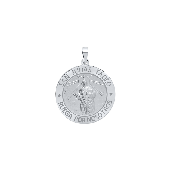 Sterling Silver Round San Judas Tadeo Medallion (3/4 inch - 1 inch)