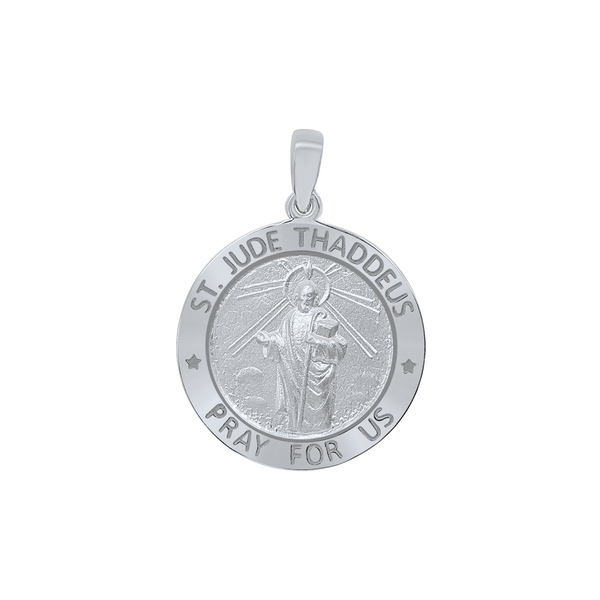 Sterling Silver Round Saint Jude Thaddeus Medallion (3/4 inch - 1 inch)