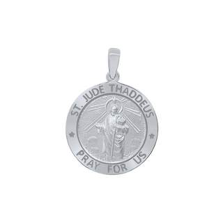 Sterling Silver Round Saint Jude Thaddeus Medallion (3/4 inch - 1 inch)