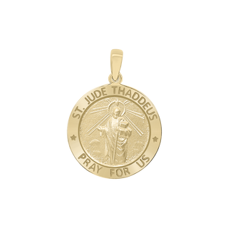 14K Gold Round Saint Jude Thaddeus Medallion (3/4 inch - 1 inch)