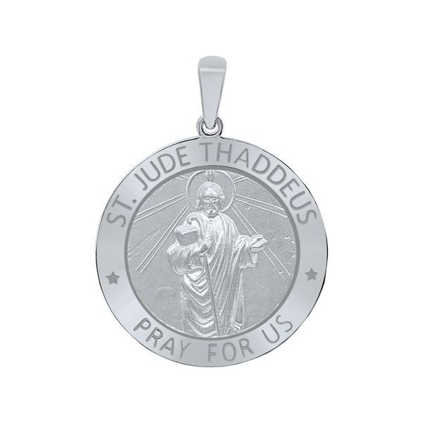 Sterling Silver Round Saint Jude Thaddeus Medallion (3/4 inch - 1 inch)