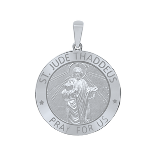 Sterling Silver Round Saint Jude Thaddeus Medallion (3/4 inch - 1 inch)