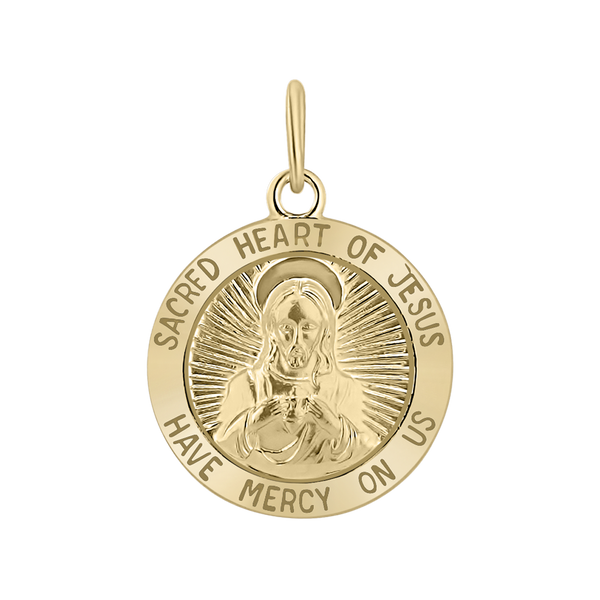 Gold-Filled Round Scared Heart of Jesus Medallion (3/4 inch)