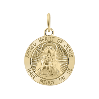 Gold-Filled Round Scared Heart of Jesus Medallion (3/4 inch)