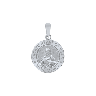 Sterling Silver Round Sacred Heart of Jesus Medallion (5/8 inch - 1 inch)