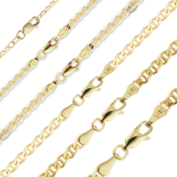 Finished Mariner Curb Bracelet in 14K Yellow Gold (1.80 mm - 4.50 mm)