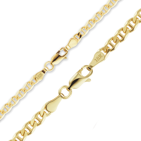 Finished Mariner Curb Anklet in 18K Yellow Gold (2.60 mm - 3.70 mm)