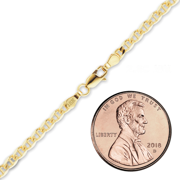 Finished Mariner Curb Necklace in 18K Yellow Gold (2.60 mm - 3.70 mm)