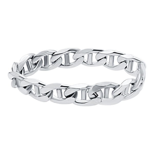 Mariner Curb Chain Ring in Sterling Silver (Sizes 4-12) (3.5 mm - 6.6 mm)