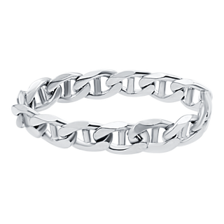 Mariner Curb Chain Ring in Sterling Silver (Sizes 4-12) (3.5 mm - 6.6 mm)