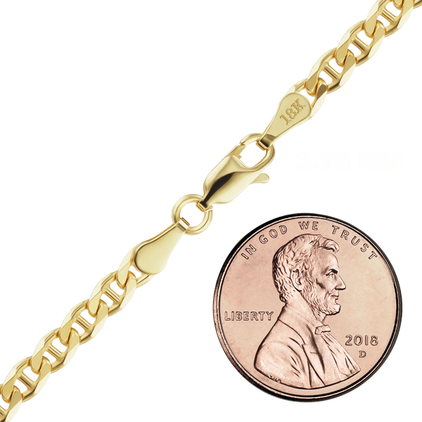 Finished Mariner Curb Anklet in 18K Yellow Gold (2.60 mm - 3.70 mm)