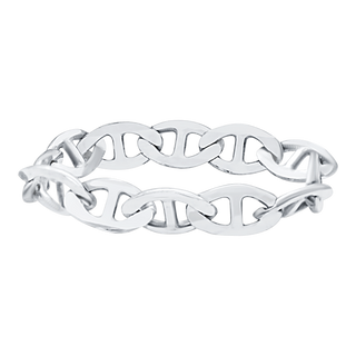 Mariner Curb Chain Ring in Sterling Silver (Sizes 4-12) (3.5 mm - 6.6 mm)