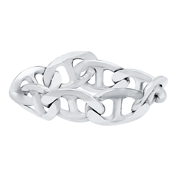 Mariner Curb Chain Ring in Sterling Silver (Sizes 4-12) (3.5 mm - 6.6 mm)