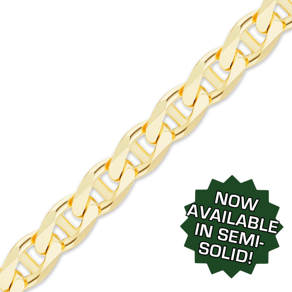 Bulk / Spooled Semi-Solid Mariner Chain in 14K Yellow Gold (3.00 mm)