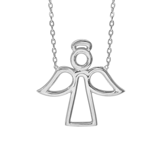 Angel Outline Necklace in Sterling Silver (22 x 22 mm)