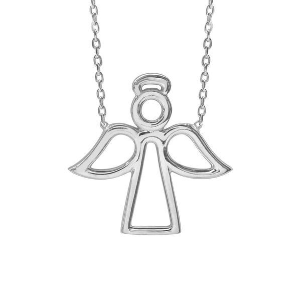 Angel Outline Necklace in Sterling Silver (22 x 22 mm)