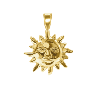 Sun with Face Charm in Sterling Silver (30 x 24mm)