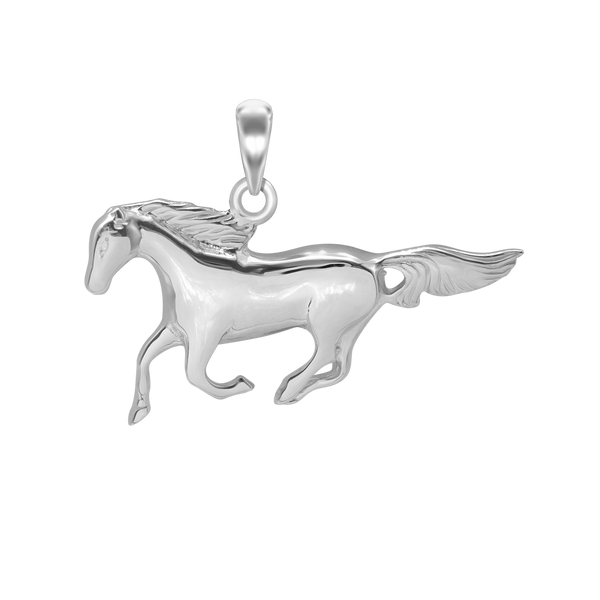 Galloping Horse Charm in Sterling Silver (33 x 20 mm)