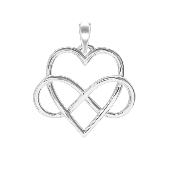 Infinity with Heart Charm in Sterling Silver (32 x 29mm)