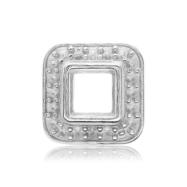 Square Halo Slide Pendant in Sterling Silver (4.00 mm - 10.00 mm)