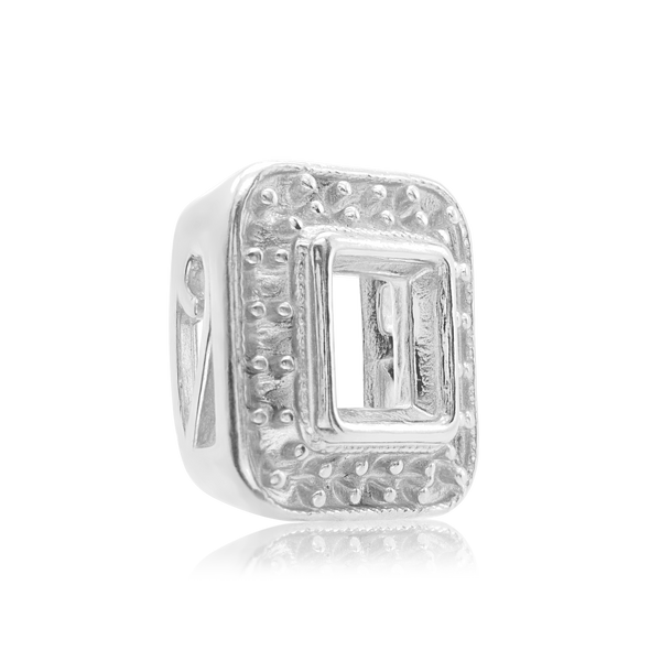 Square Halo Slide Pendant in Sterling Silver (4.00 mm - 10.00 mm)