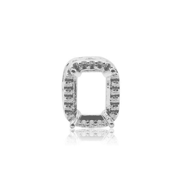 Emerald Four Prong Double Halo Pendant in Sterling Silver (6.00 x 4.00 mm - 12.00 x 10.00 mm)