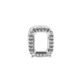Emerald Four Prong Double Halo Pendant in Sterling Silver (6.00 x 4.00 mm - 12.00 x 10.00 mm)