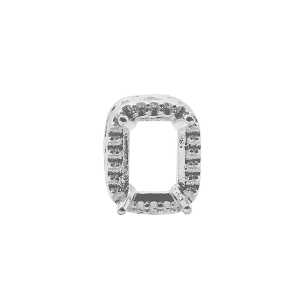 Emerald Four Prong Double Halo Pendant in Sterling Silver (6.00 x 4.00 mm - 12.00 x 10.00 mm)
