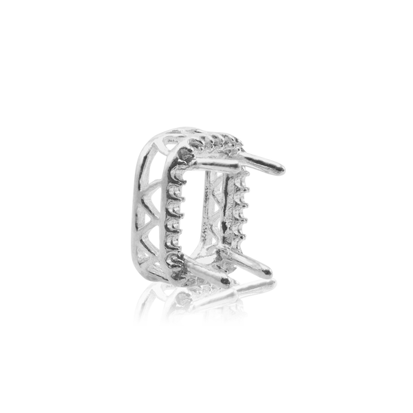 Emerald Four Prong Double Halo Pendant in Sterling Silver (6.00 x 4.00 mm - 12.00 x 10.00 mm)