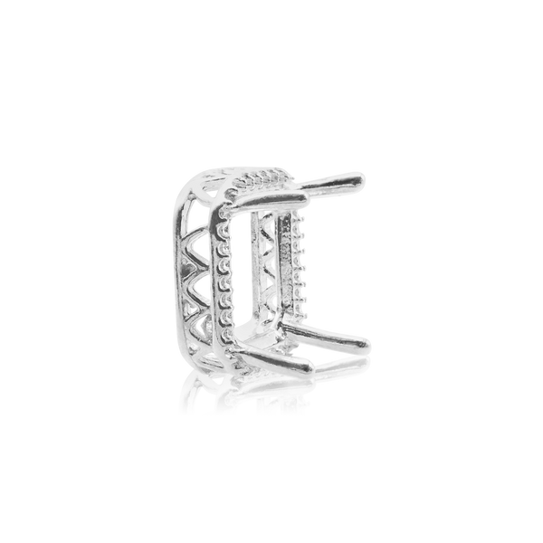 Emerald Four Prong Double Halo Pendant in Sterling Silver (6.00 x 4.00 mm - 12.00 x 10.00 mm)