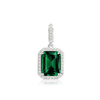 Emerald Four Prong Halo Pendant in Sterling Silver (5.00 x 3.00 mm - 12.00 x 10.00 mm)