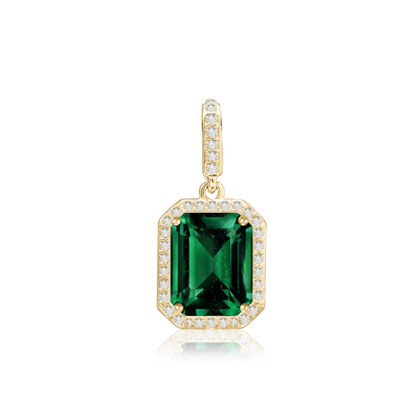 Emerald Four Prong Halo Pendant in 14K Gold (5.00 x 3.00 mm - 12.00 x 10.00 mm)