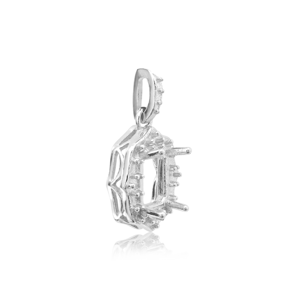 Emerald Cluster Pendant in Sterling Silver (6.00 x 4.00 mm - 12.00 x 10.00 mm)