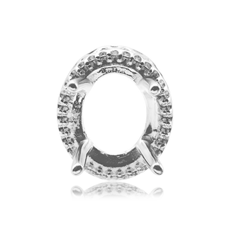 Oval Four Prong Double Halo Pendant in Sterling Silver (7.00 x 5.00 mm - 12.00 x 10.00 mm)