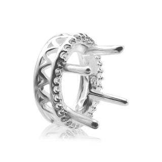 Oval Four Prong Double Halo Pendant in Sterling Silver (7.00 x 5.00 mm - 12.00 x 10.00 mm)