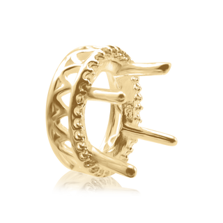 Oval Four Prong Double Halo Pendant in 14K Gold (7.00 x 5.00 mm - 12.00 x 10.00 mm)