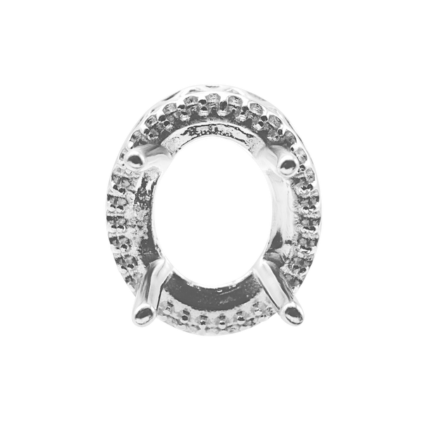 Oval Four Prong Double Halo Pendant in Sterling Silver (7.00 x 5.00 mm - 12.00 x 10.00 mm)