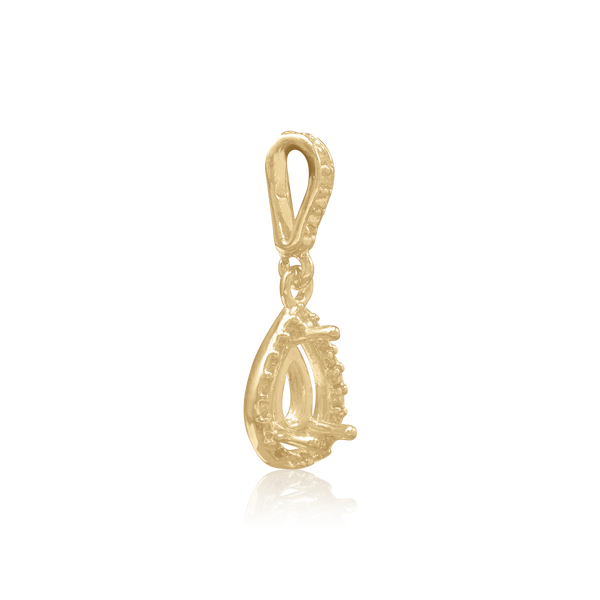 Pear Shape Three Prong Halo Pendant in 14K Gold (6.00 x 4.00 mm - 12.00 x  8.00 mm)