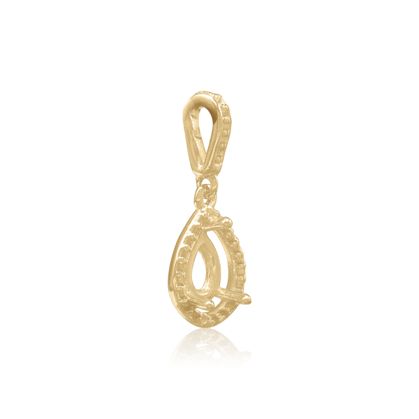 Pear Shape Three Prong Halo Pendant in 14K Gold (6.00 x 4.00 mm - 12.00 x  8.00 mm)