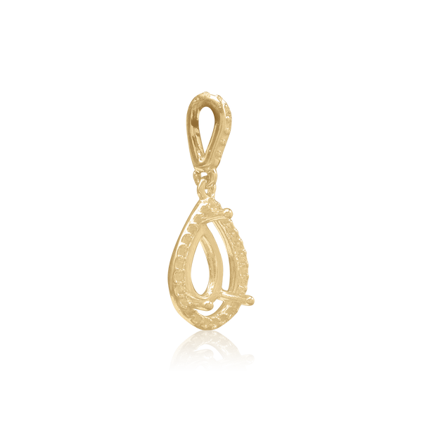 Pear Shape Three Prong Halo Pendant in 14K Gold (6.00 x 4.00 mm - 12.00 x  8.00 mm)