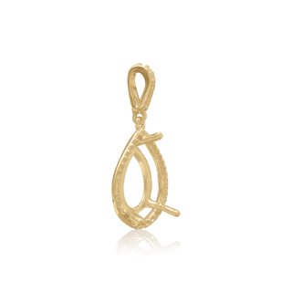 Pear Shape Three Prong Halo Pendant in 14K Gold (6.00 x 4.00 mm - 12.00 x  8.00 mm)