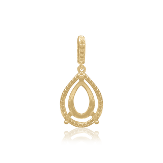 Pear Shape Three Prong Halo Pendant in 14K Gold (6.00 x 4.00 mm - 12.00 x  8.00 mm)