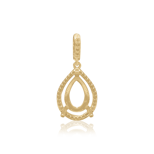 Pear Shape Three Prong Halo Pendant in 14K Gold (6.00 x 4.00 mm - 12.00 x  8.00 mm)