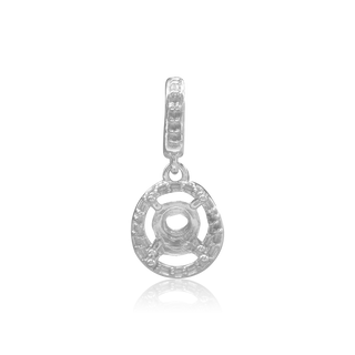 Round Four Prong Halo Pendant in Sterling Silver (4.00 mm - 12.00 mm)