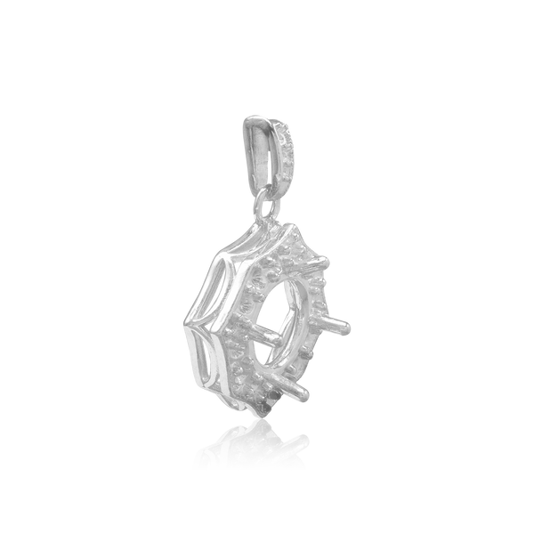 Round Decorative Four Prong Pendant in Sterling Silver (5.20 mm - 12.00 mm)