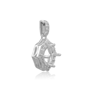 Round Decorative Four Prong Pendant in Sterling Silver (5.20 mm - 12.00 mm)