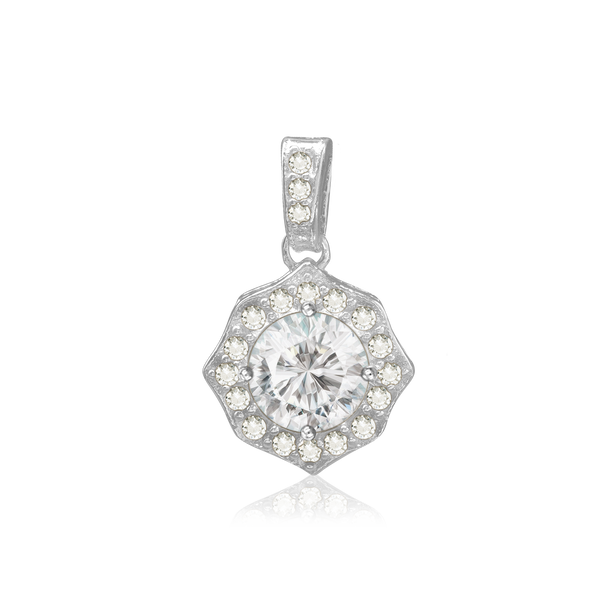 Round Decorative Four Prong Pendant in Sterling Silver (5.20 mm - 12.00 mm)