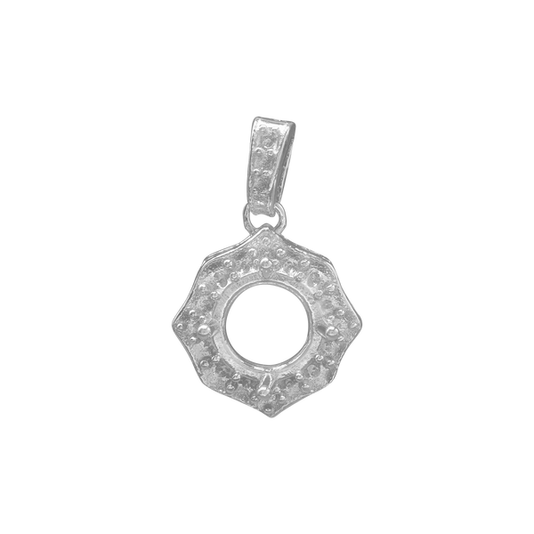 Round Decorative Four Prong Pendant in Sterling Silver (5.20 mm - 12.00 mm)