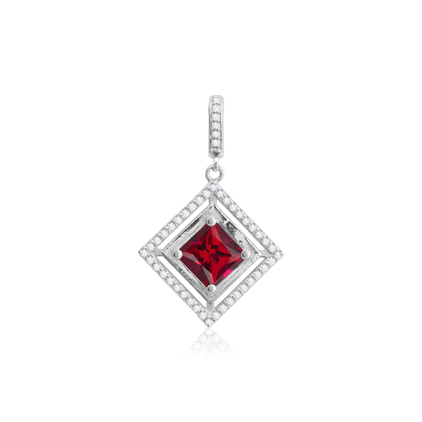 Square Cluster Fancy Pendant in Sterling Silver (4.00 mm - 10.00 mm)